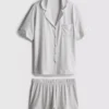 Conjunto de pijama de pantalones cortos estilo boyfriend de jersey