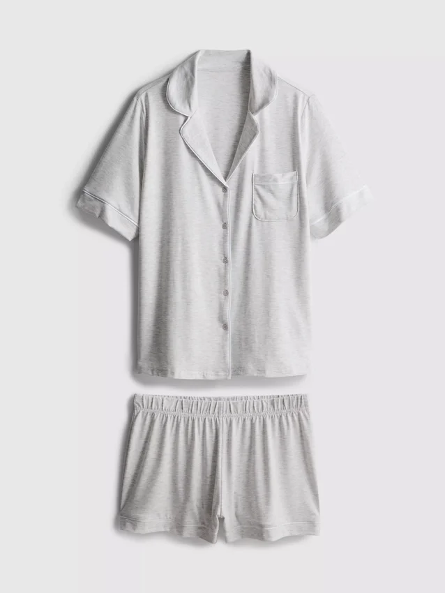 Conjunto de pijama de pantalones cortos estilo boyfriend de jersey