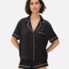 Conjunto de pijama de pantalones cortos estilo boyfriend de satén