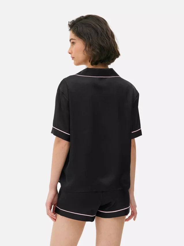 Conjunto de pijama de pantalones cortos estilo boyfriend de satén