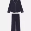 Conjunto de pijama estilo boyfriend de manga larga en tejido de punto jersey