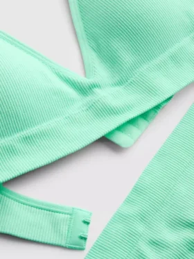 Conjunto de sujetador triangular acolchado sin costuras y tanga