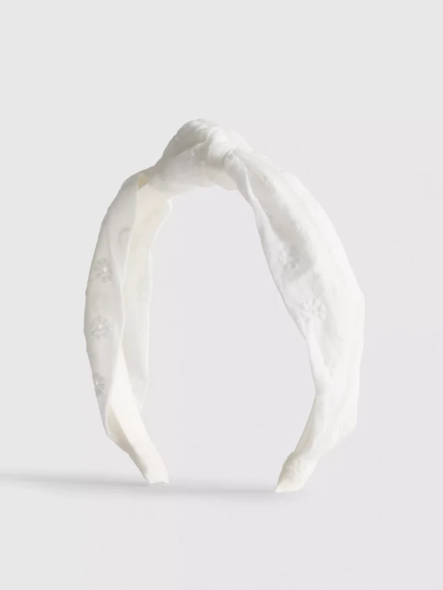 Diadema con nudo de encaje inglés