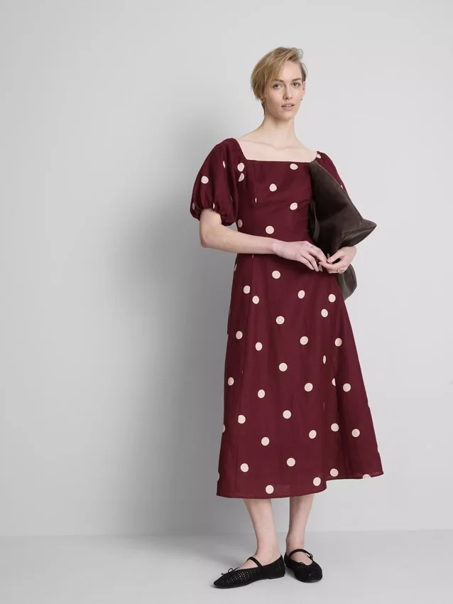 El vestido midi de lino con mangas abullonadas de The Edit