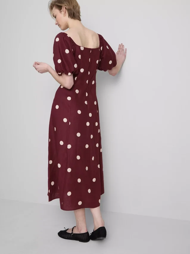 El vestido midi de lino con mangas abullonadas de The Edit