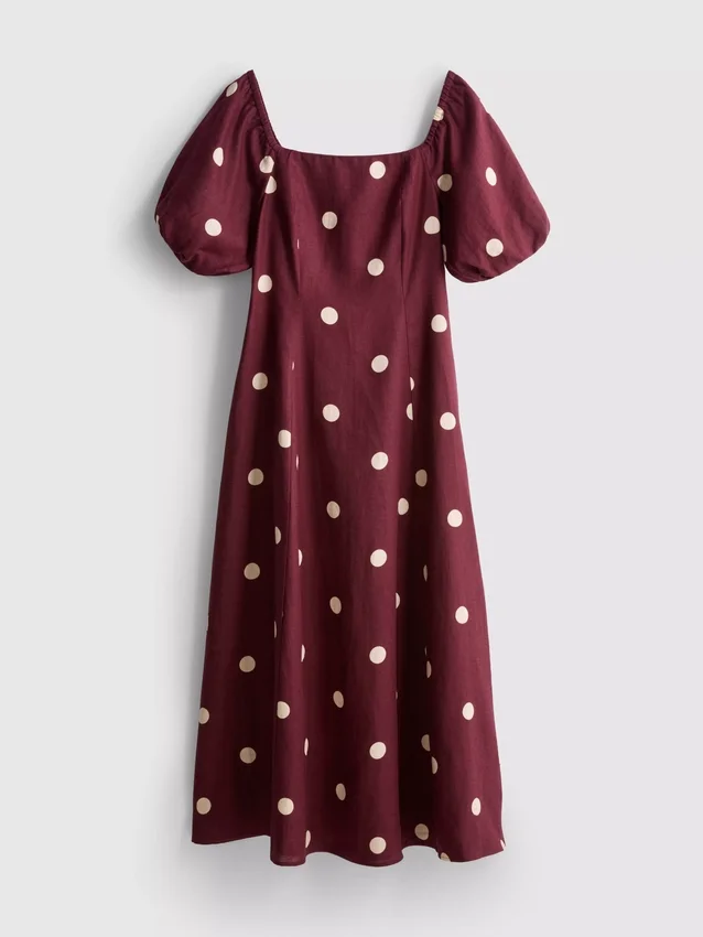 El vestido midi de lino con mangas abullonadas de The Edit