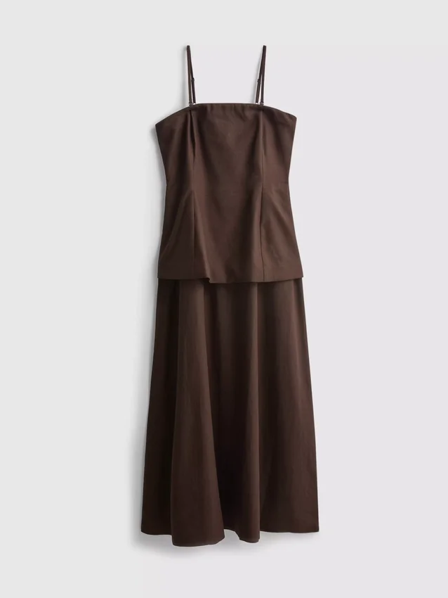 El vestido midi en capas de mezcla de lino de The Edit