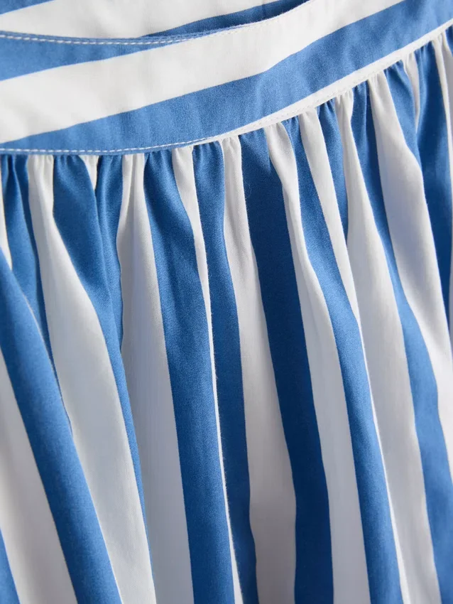 Falda larga de algodón a rayas con corte en A