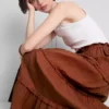 Falda larga de gasa en capas