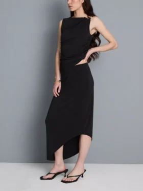 Falda midi asimétrica de jersey