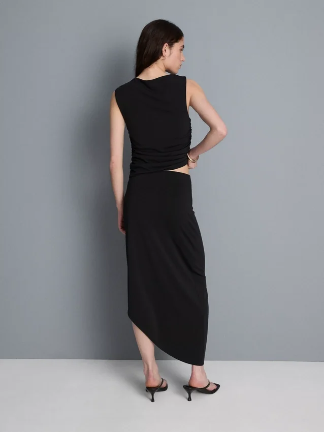 Falda midi asimétrica de jersey