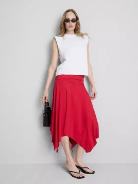 Falda midi con dobladillo en forma de pañuelo