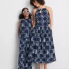 Falda midi de algodón bordada con corte en A