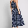 Falda midi de algodón bordada con corte en A