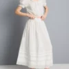 Falda midi de algodón con bordado