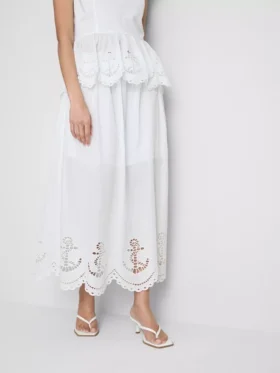 Falda midi de algodón con ojales de estilo náutico