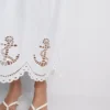 Falda midi de algodón con ojales de estilo náutico