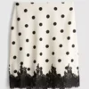 Falda midi de encaje con lunares de mezcla de algodón