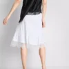 Falda midi de encaje en capas con alto contenido de algodón