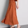 Falda midi de mezcla de algodón con lazo lateral