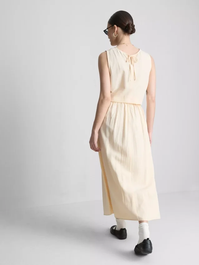 Falda midi de mezcla de algodón con lazo lateral