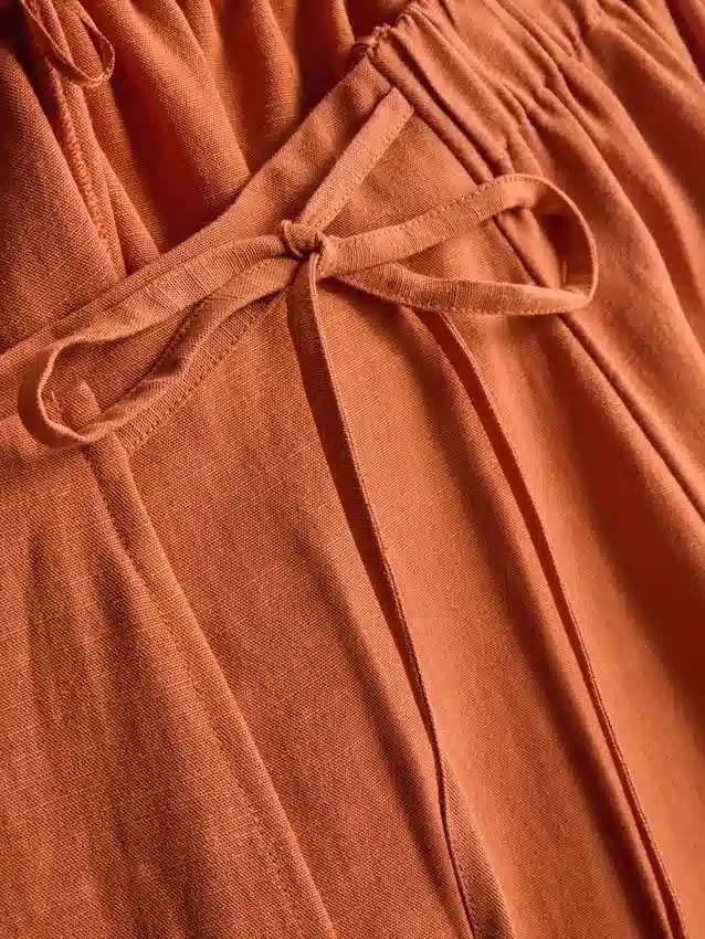 Falda midi de mezcla de algodón con lazo lateral