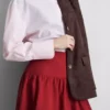 Falda midi de popelín de algodón con cintura baja
