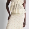 Falda midi floral texturizada de mezcla de algodón