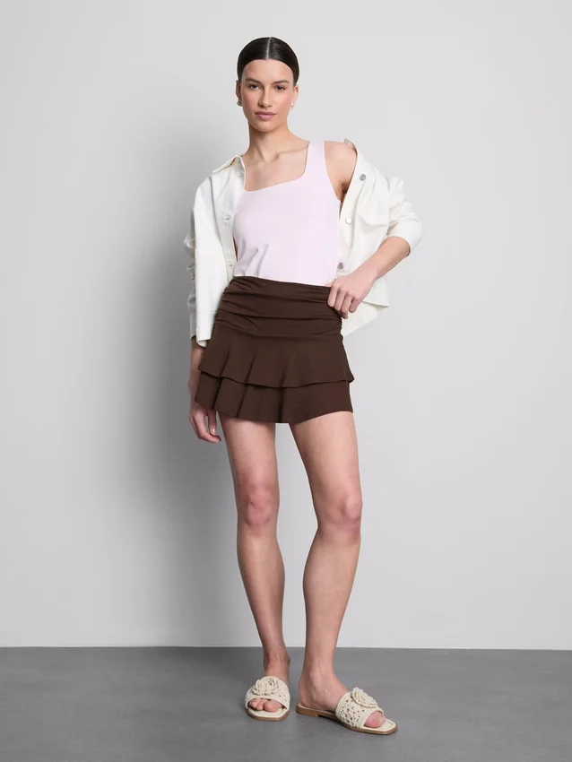 Falda mini Rara con fruncido en la cintura