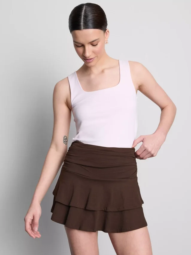 Falda mini Rara con fruncido en la cintura