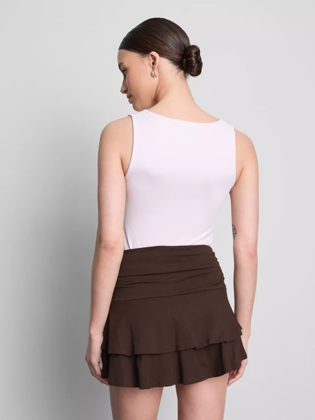 Falda mini Rara con fruncido en la cintura