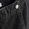 Falda-pantalón de mezclilla de algodón de cintura alta