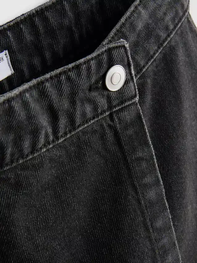 Falda-pantalón de mezclilla de algodón de cintura alta