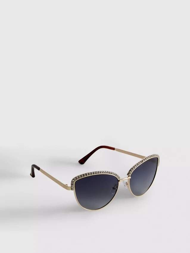 Gafas de sol estilo ojo de gato con pedrería
