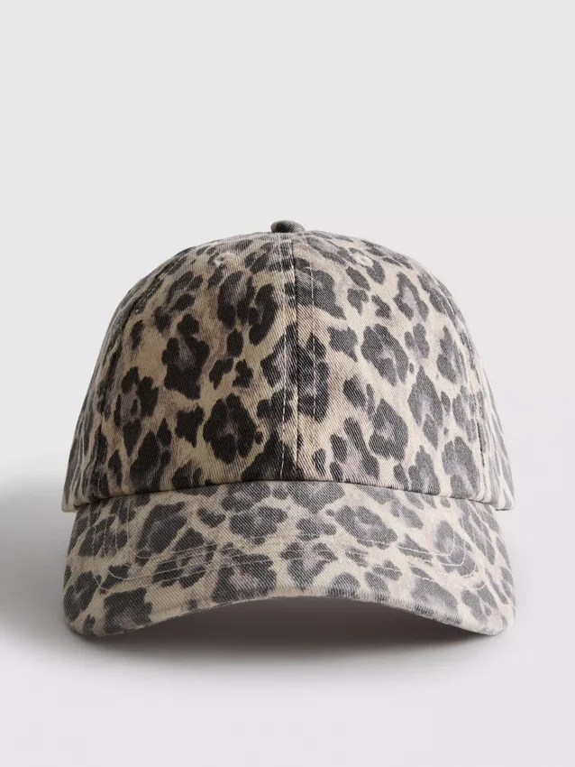 Gorra de béisbol con estampado de leopardo