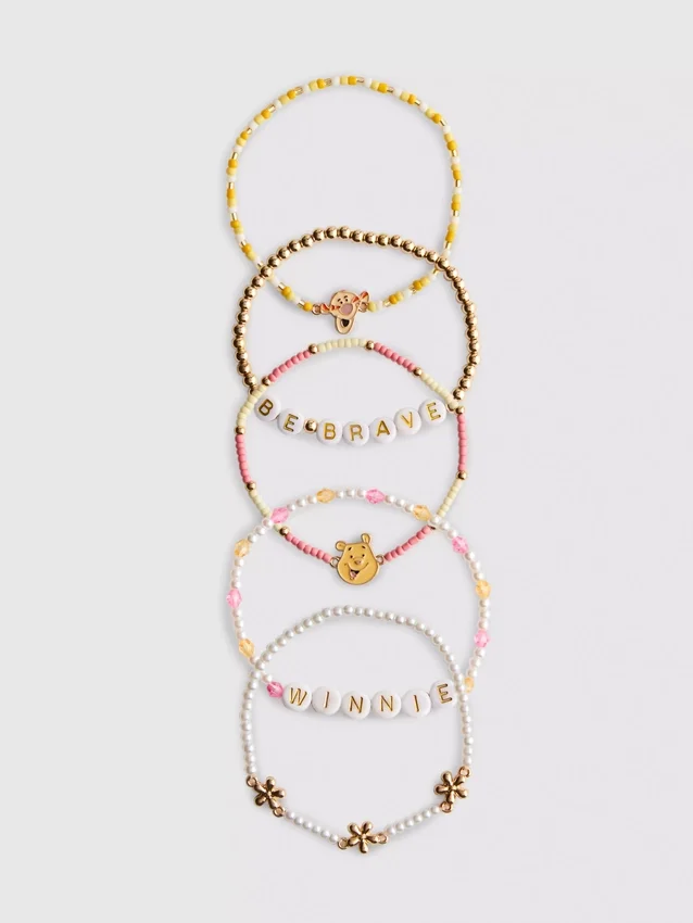 Juego de 5 pulseras con dijes de Disney de Winnie the Pooh