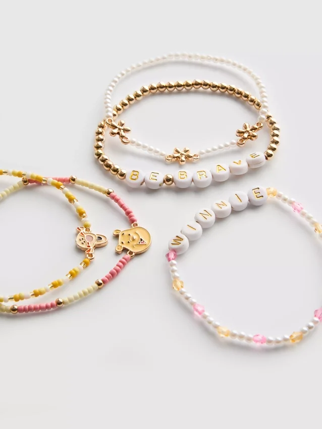 Juego de 5 pulseras con dijes de Disney de Winnie the Pooh