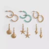 Juego de 6 aretes inspirados en el mar