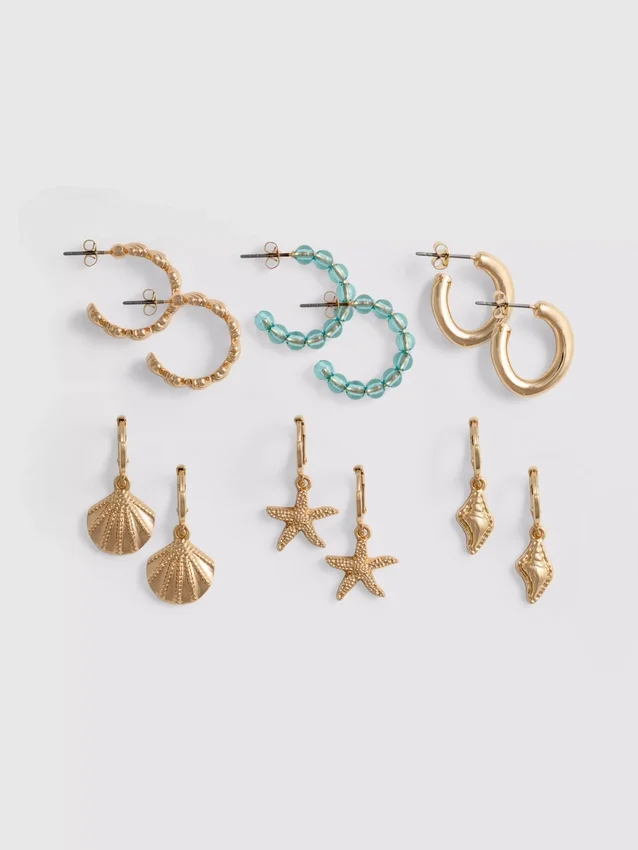 Juego de 6 aretes inspirados en el mar
