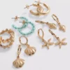 Juego de 6 aretes inspirados en el mar