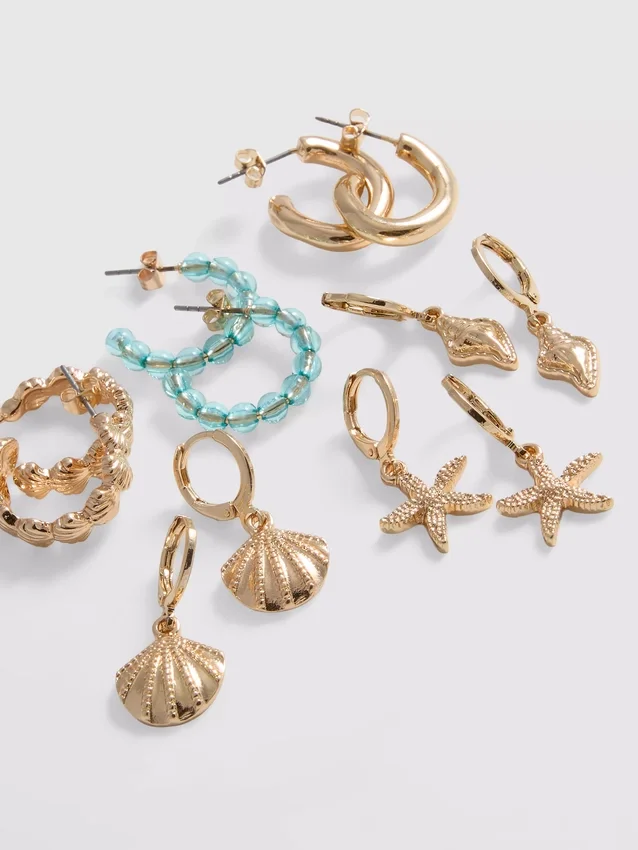 Juego de 6 aretes inspirados en el mar