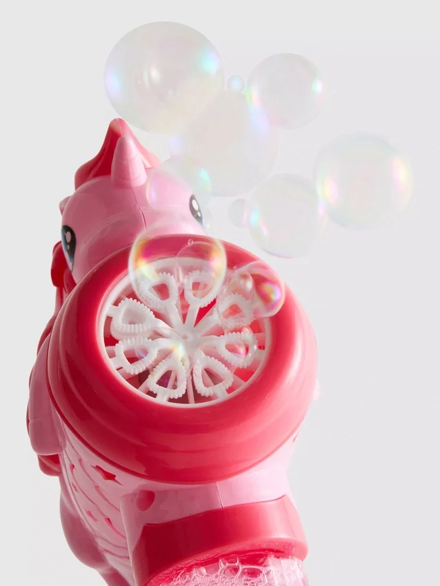Juguete de pistola de burbujas con forma de unicornio