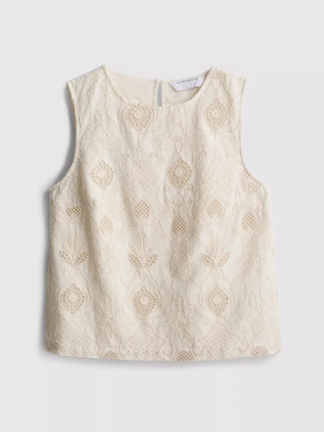 La camiseta sin mangas de algodón con bordado de The Edit