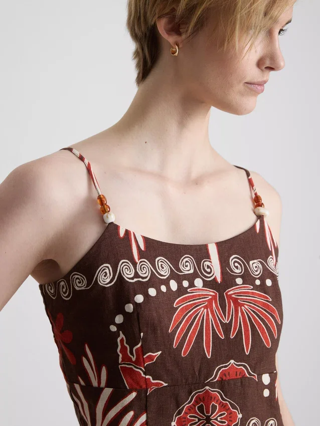 La camiseta sin mangas estampada de mezcla de lino de The Edit