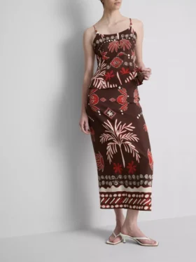 La falda midi estampada de mezcla de lino de The Edit