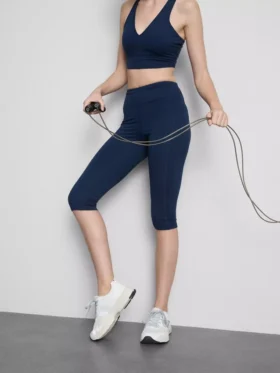 Leggings capri deportivos de cintura alta, lisos y con sujeción