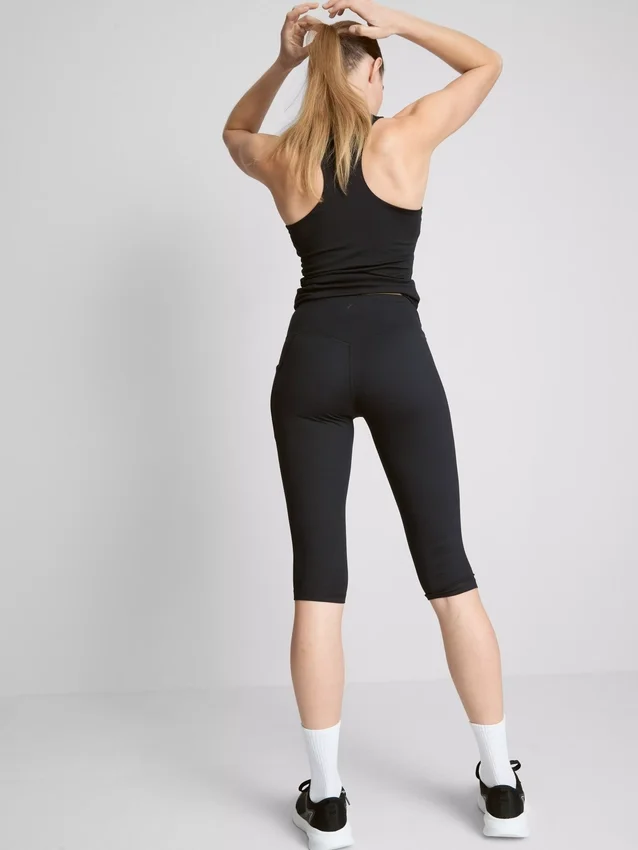 Leggings capri deportivos de cintura alta, lisos y con sujeción