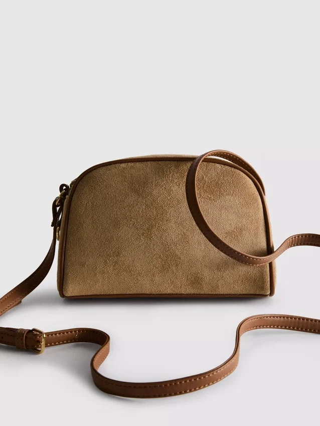 Mini bolso cruzado de imitación de gamuza