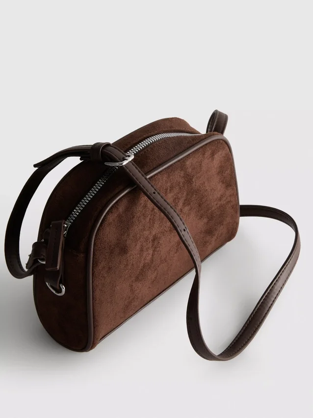 Mini bolso cruzado de imitación de gamuza