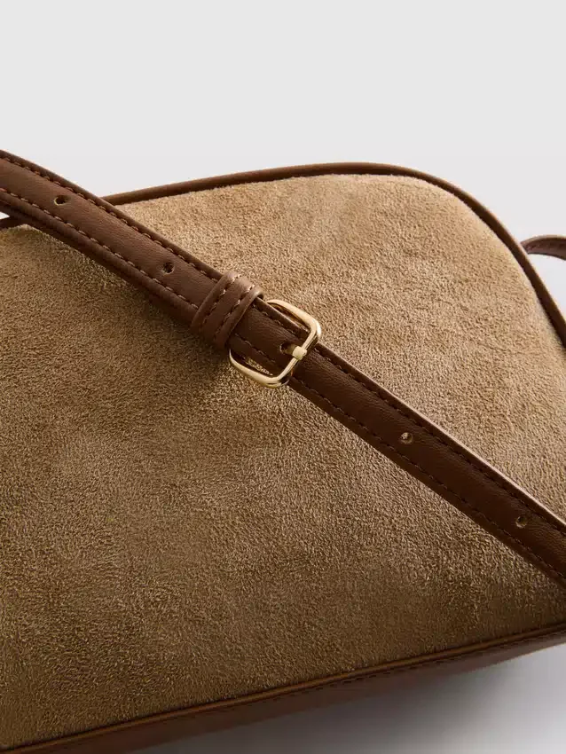 Mini bolso cruzado de imitación de gamuza